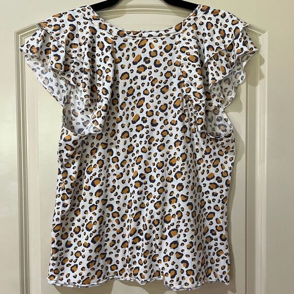 ANTHROPOLOGIE MAEVE Short Sleeve Leopard Print Top Women’s Size Medium - Picture 2 of 5